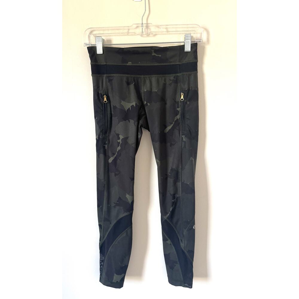 Lululemon Athletica Low Rise 29" Camouflage Workout Leggings Green Size 4